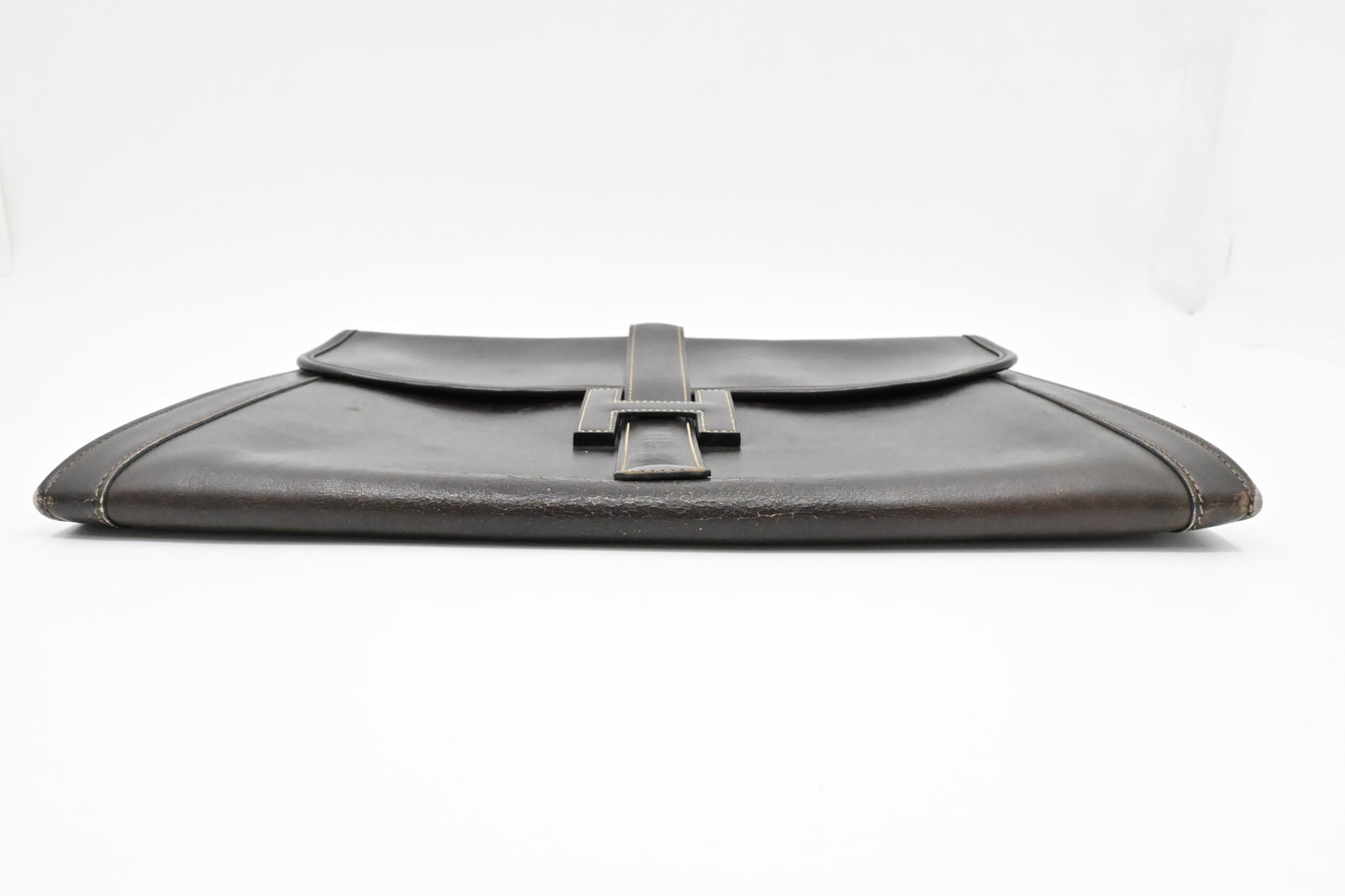 Hermes Jige GM in Dark Brown Box Calf Leather