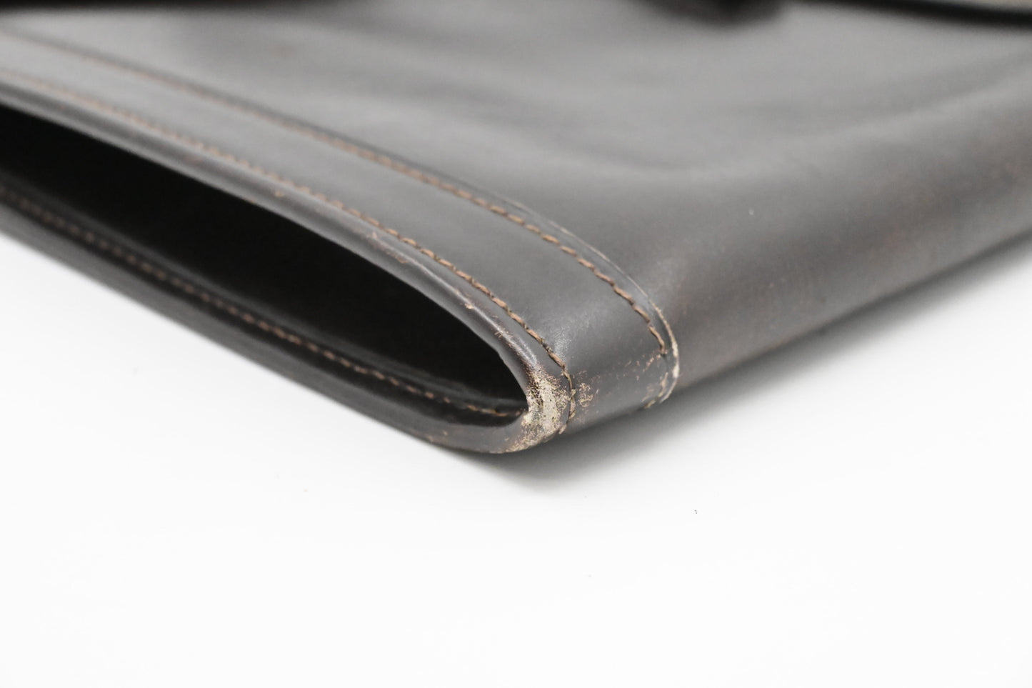 Hermes Jige GM in Dark Brown Box Calf Leather