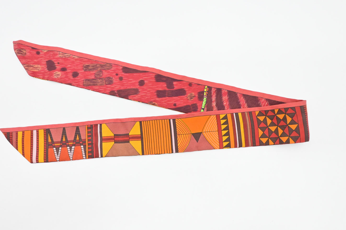 Hermes 'Pelage et Camouflage' Twilly in Red Silk