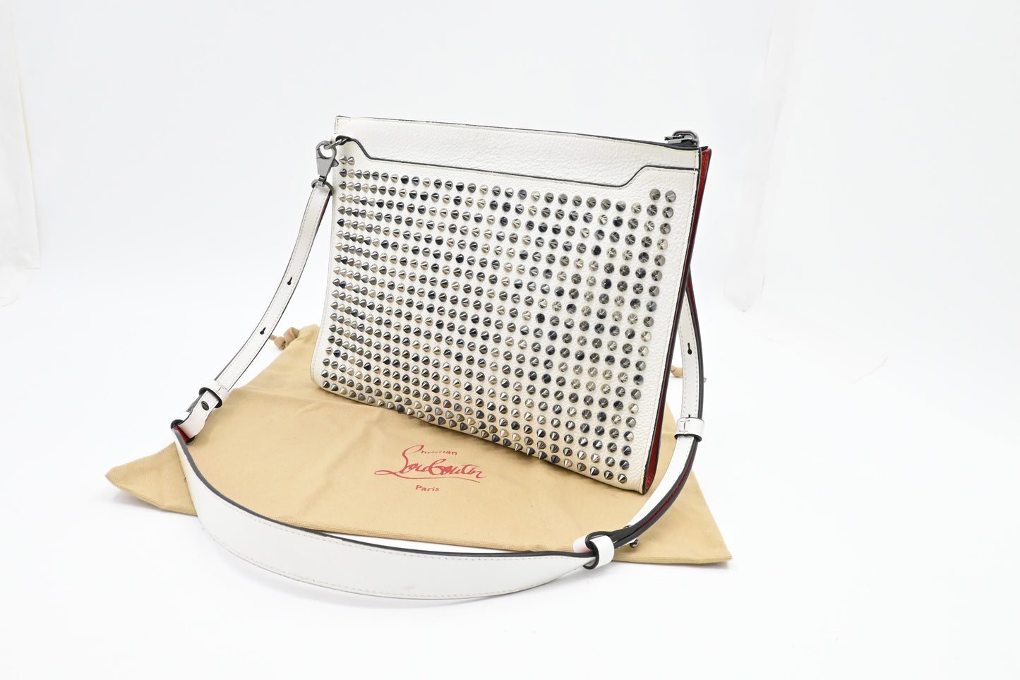 Louboutin Skypouch Crossbody in White Leather
