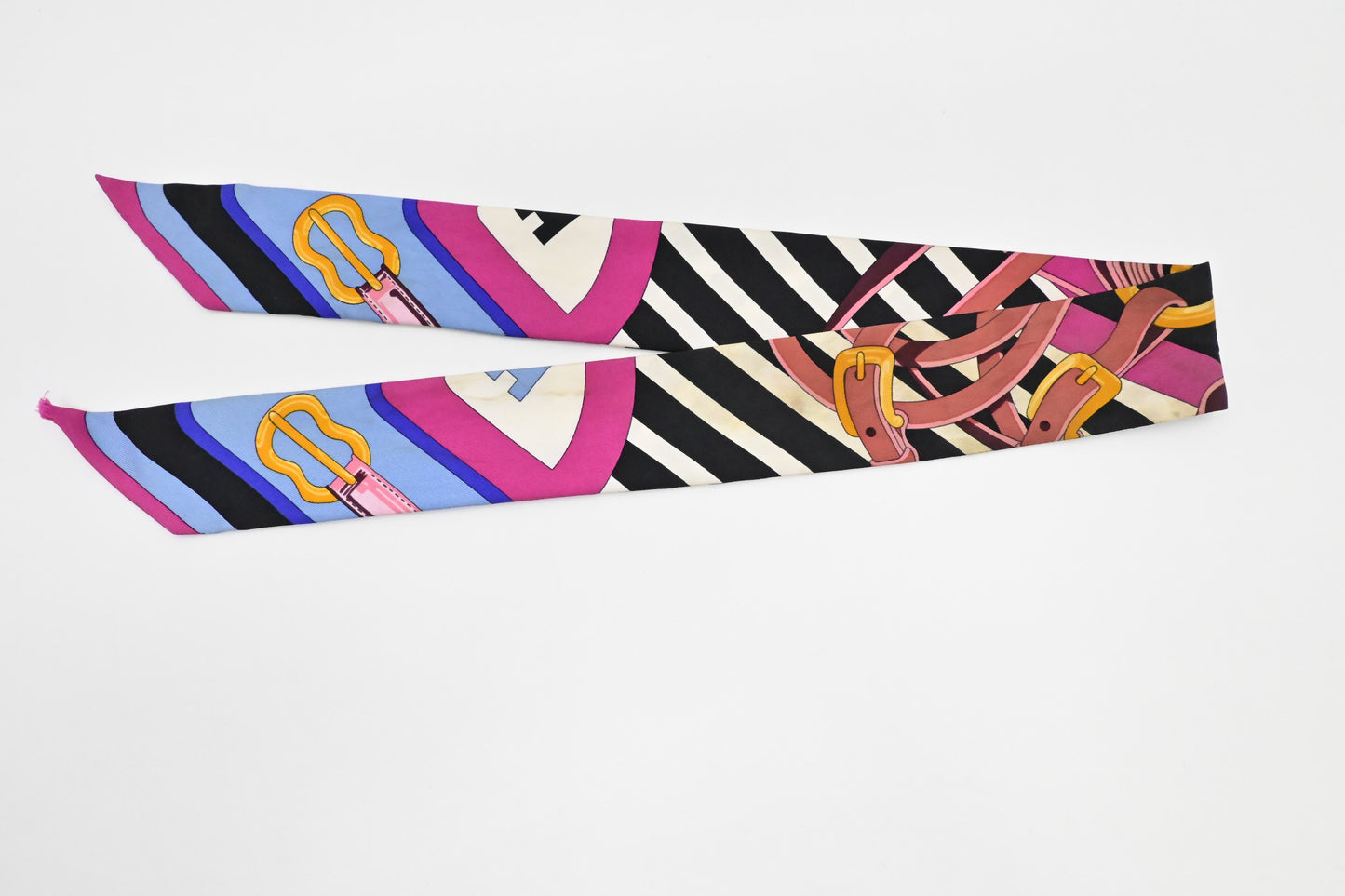 Hermes Twilly in Blue, Fuschia and Black Silk