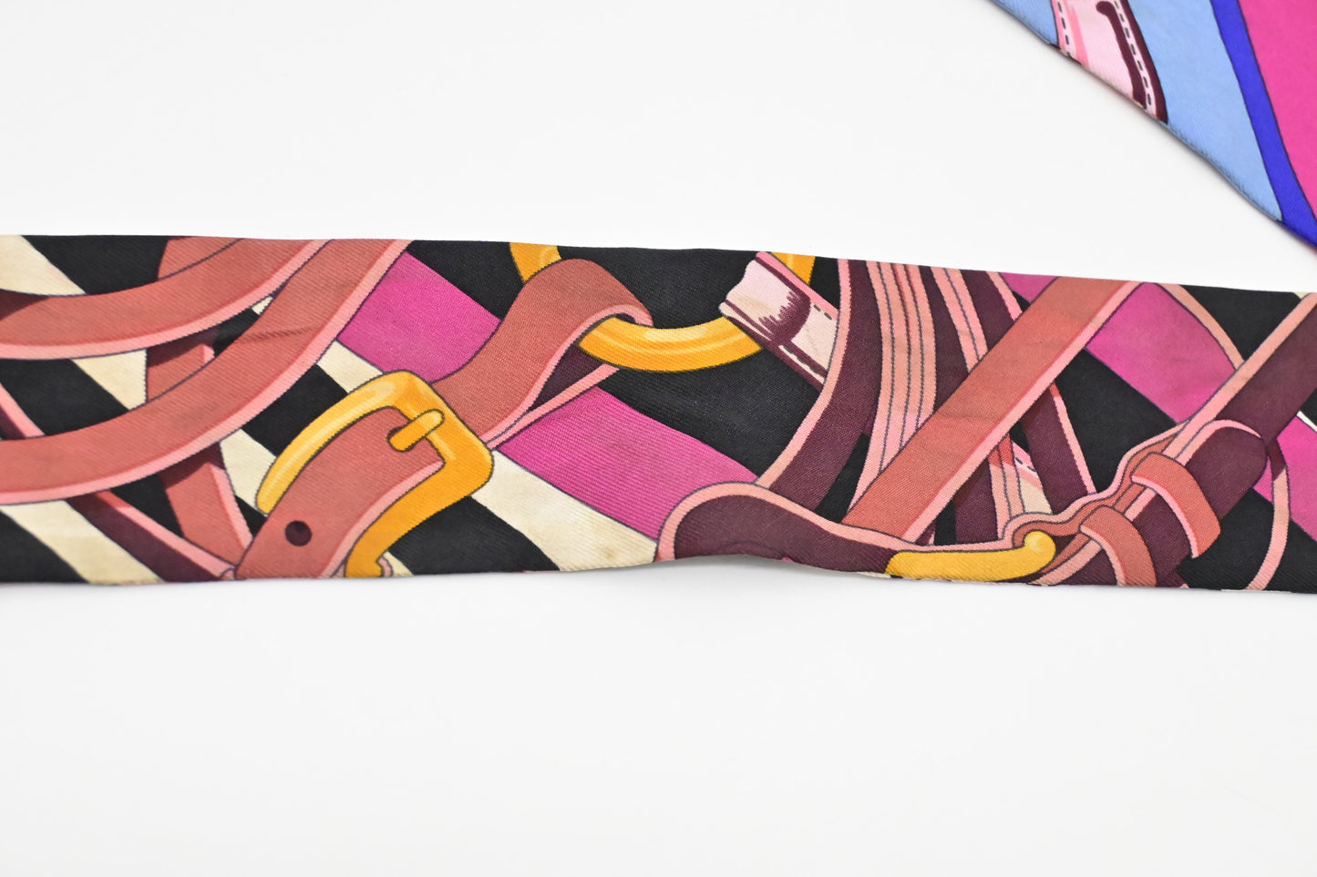 Hermes Twilly in Blue, Fuschia and Black Silk