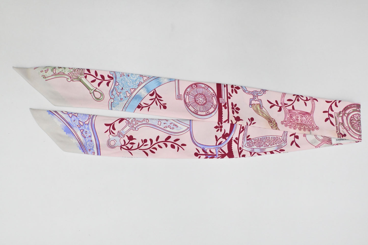 Hermes 'Etriers Remix' Twilly in Pink Silk