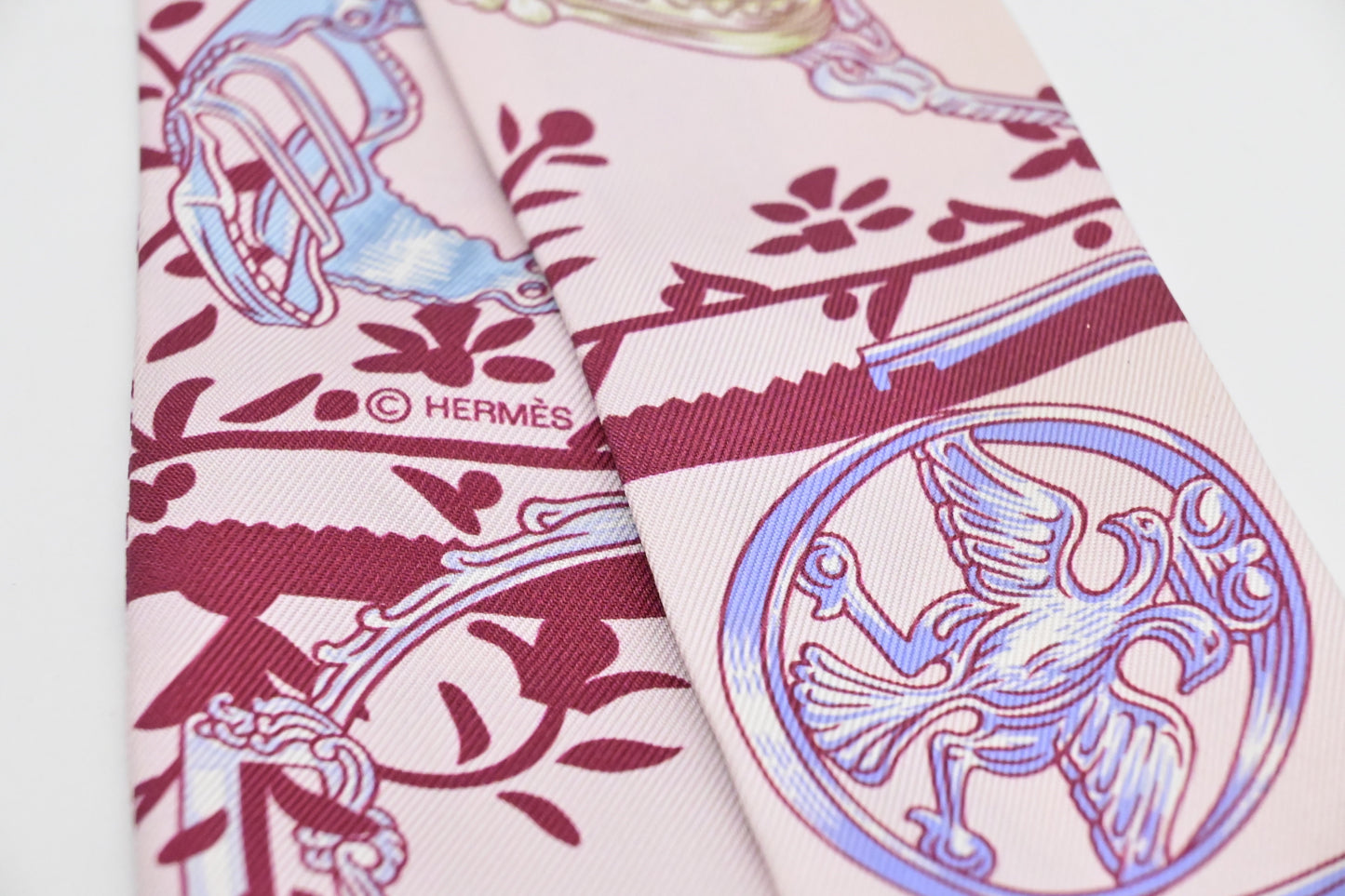 Hermes 'Etriers Remix' Twilly in Pink Silk