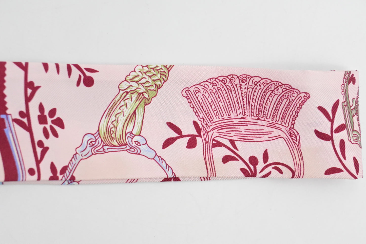 Hermes 'Etriers Remix' Twilly in Pink Silk