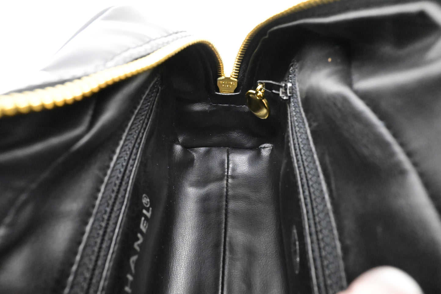 Chanel Cosmetics Pouch in Black Patent Leather
