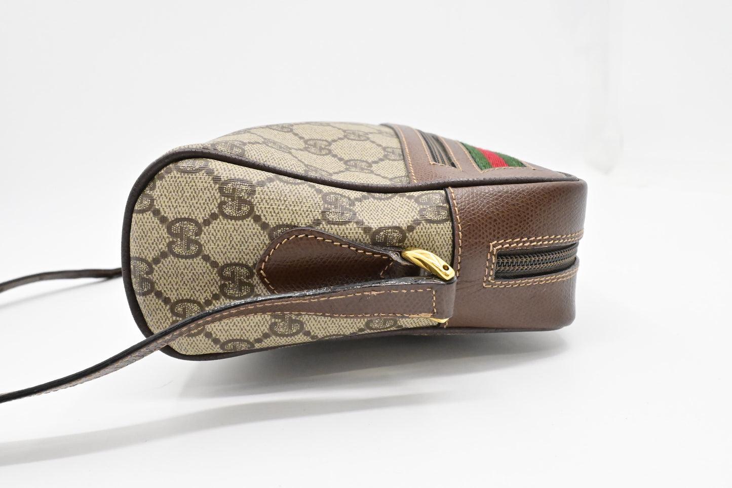 Gucci Crossbody Bag in GG Supreme Canvas & Brown Leather