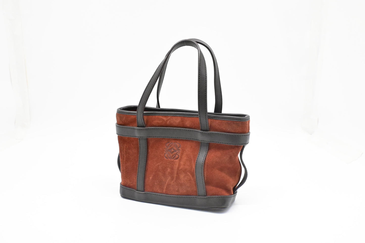 Loewe Handbag in Orange Suede & Brown Leather