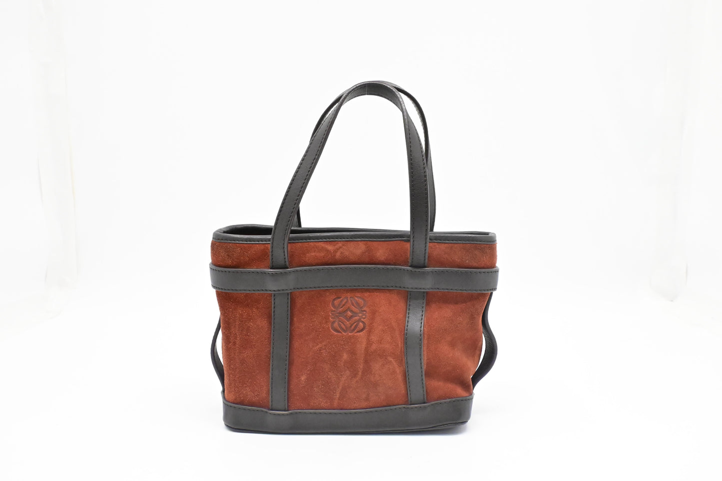 Loewe Handbag in Orange Suede & Brown Leather