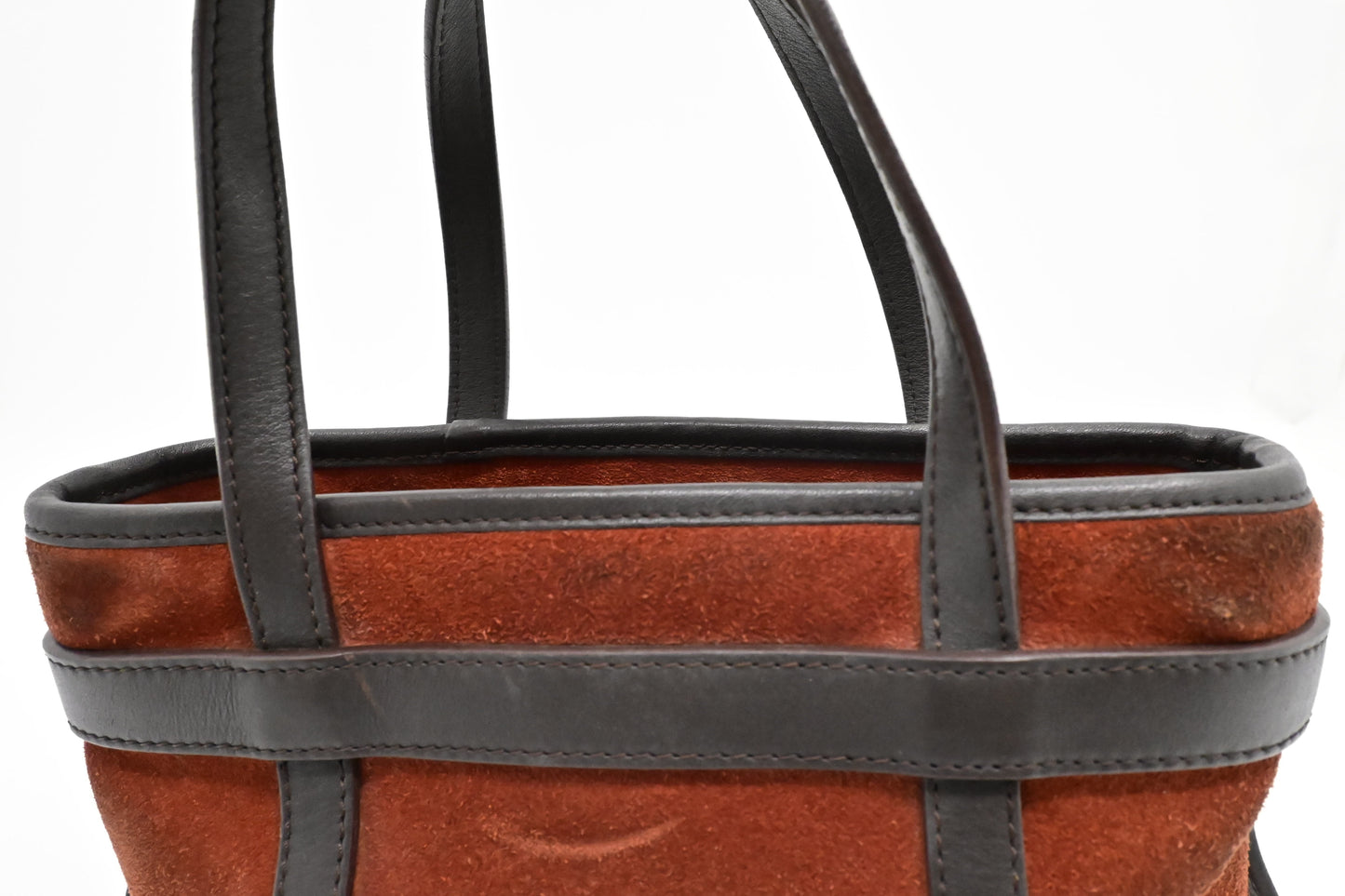 Loewe Handbag in Orange Suede & Brown Leather