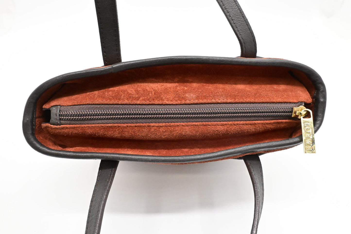 Loewe Handbag in Orange Suede & Brown Leather
