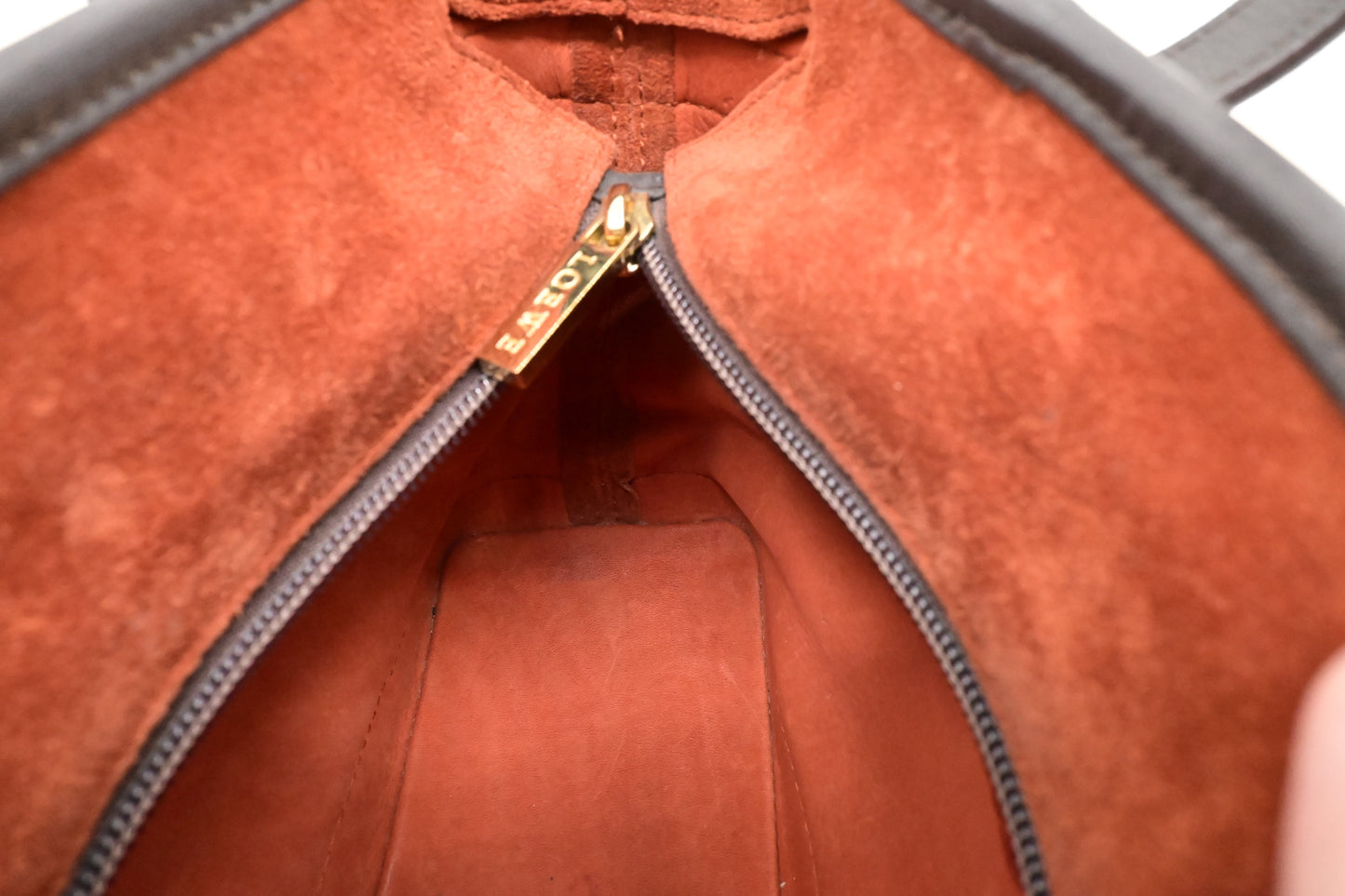 Loewe Handbag in Orange Suede & Brown Leather