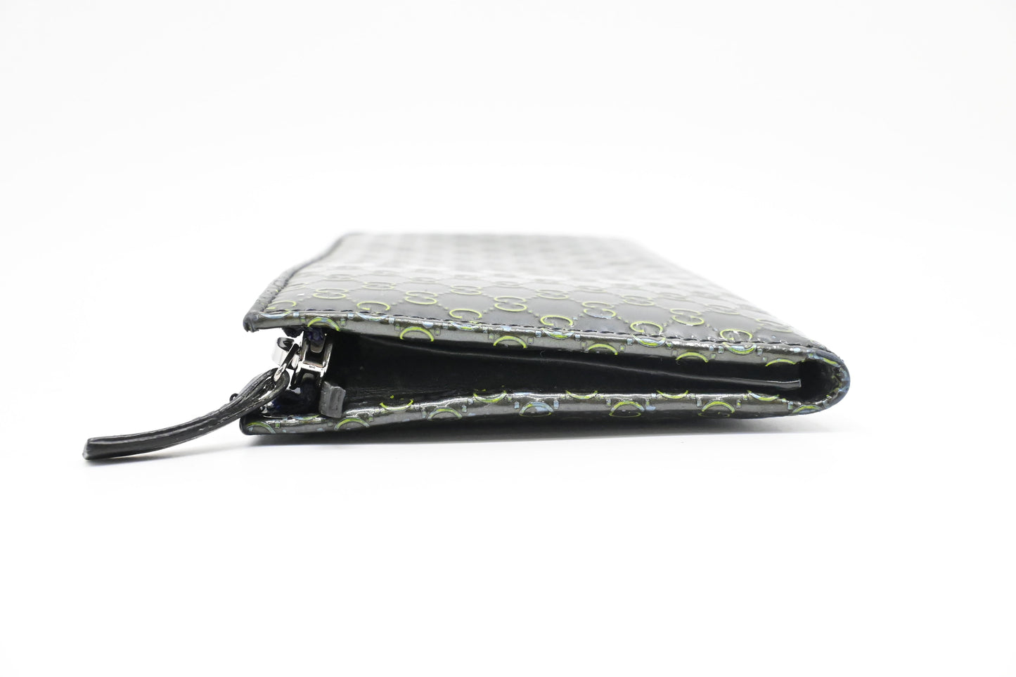 Gucci Zippy Long Wallet in Blue-Green Guccissima Patent Leather