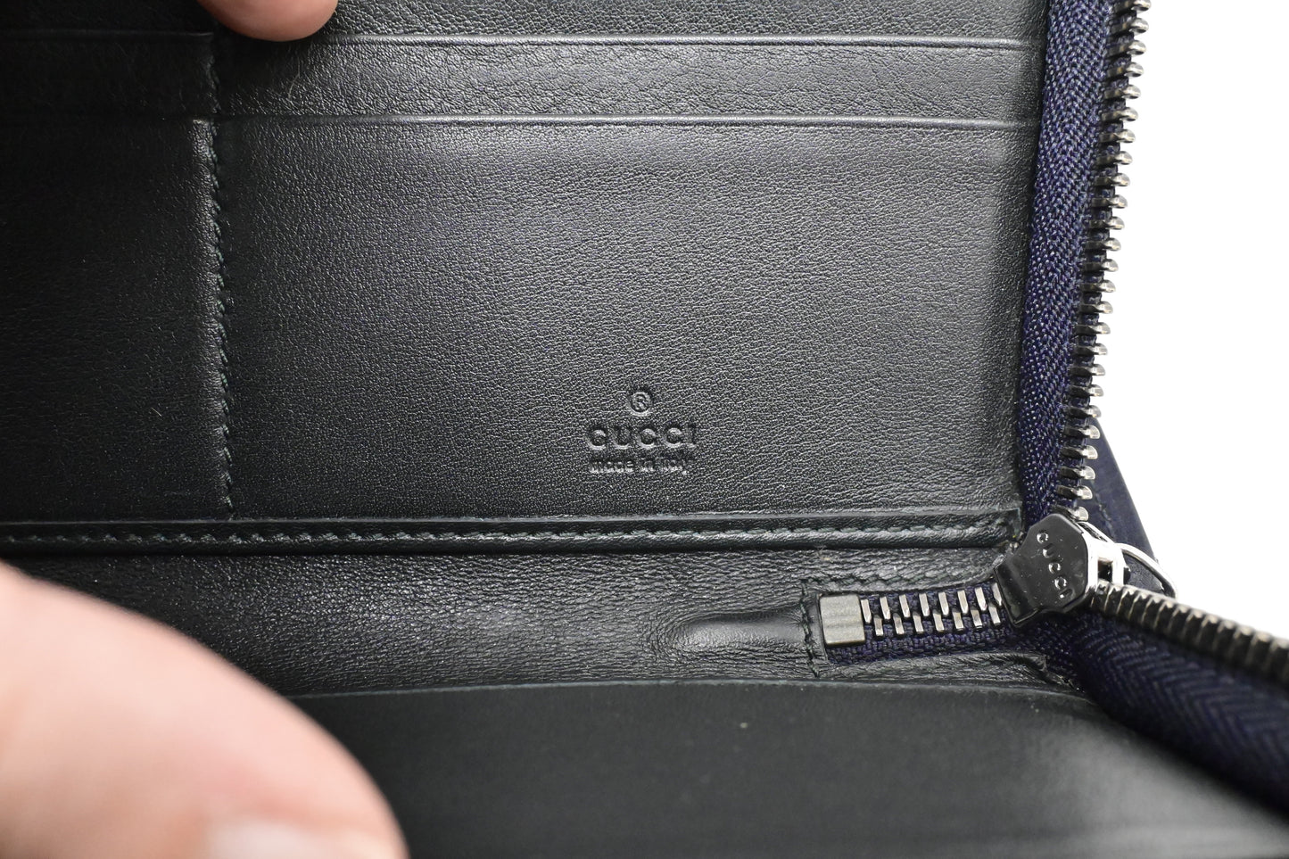 Gucci Zippy Long Wallet in Blue-Green Guccissima Patent Leather