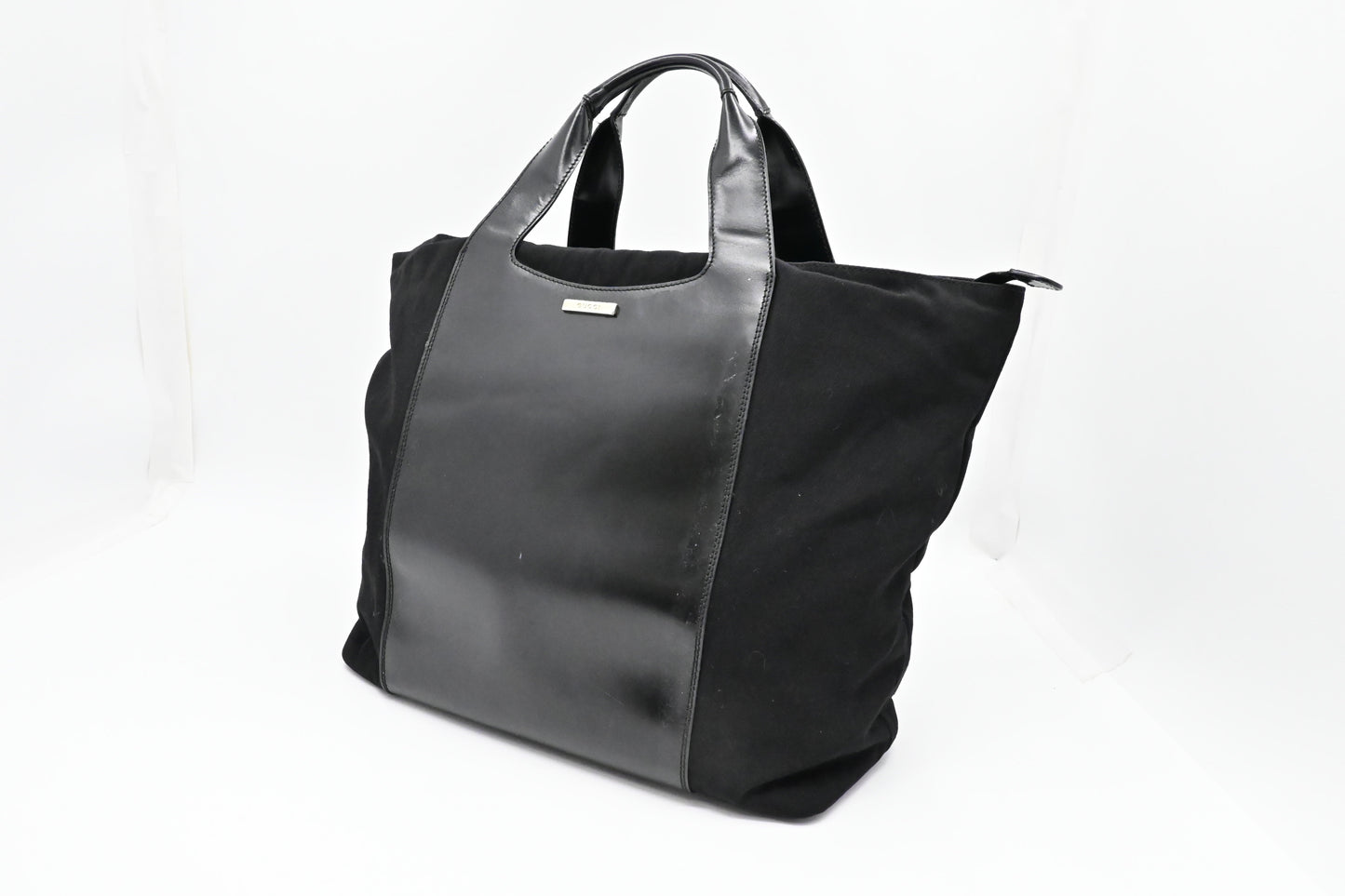 Gucci Tote Bag in Black Canvas & Leather