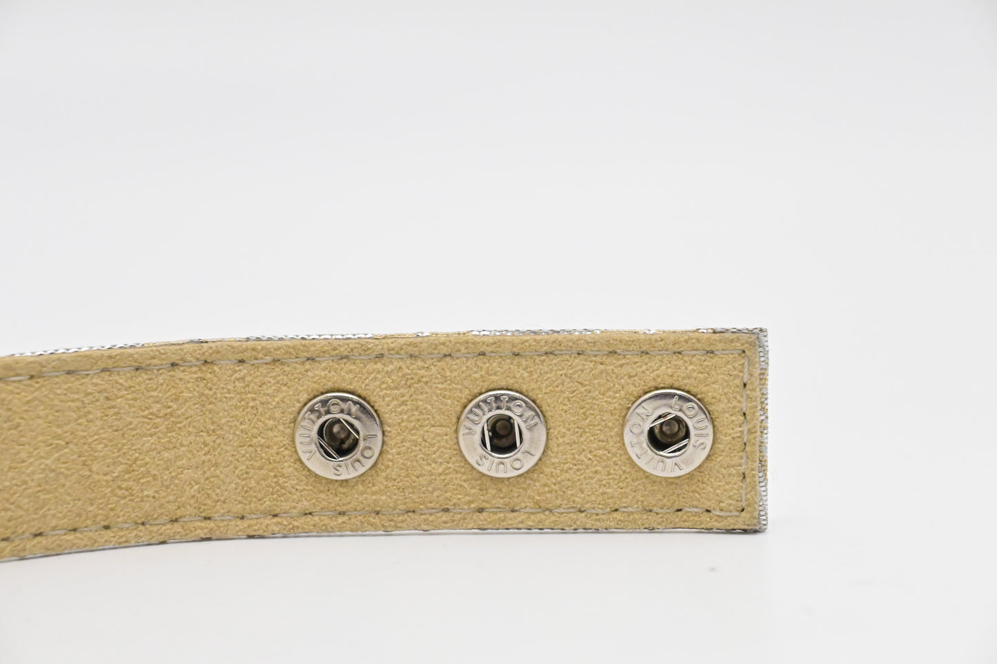 Louis Vuitton Kobe 2002 Bracelet in Silver and Beige Cloth