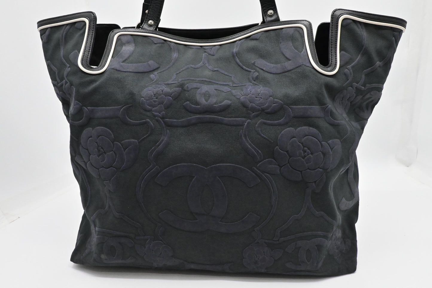 Chanel Camellia Tote in Black Canvas
