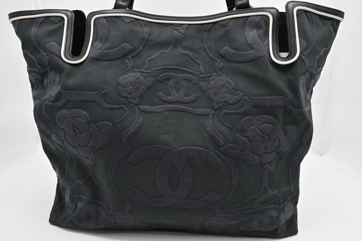 Chanel Camellia Tote in Black Canvas