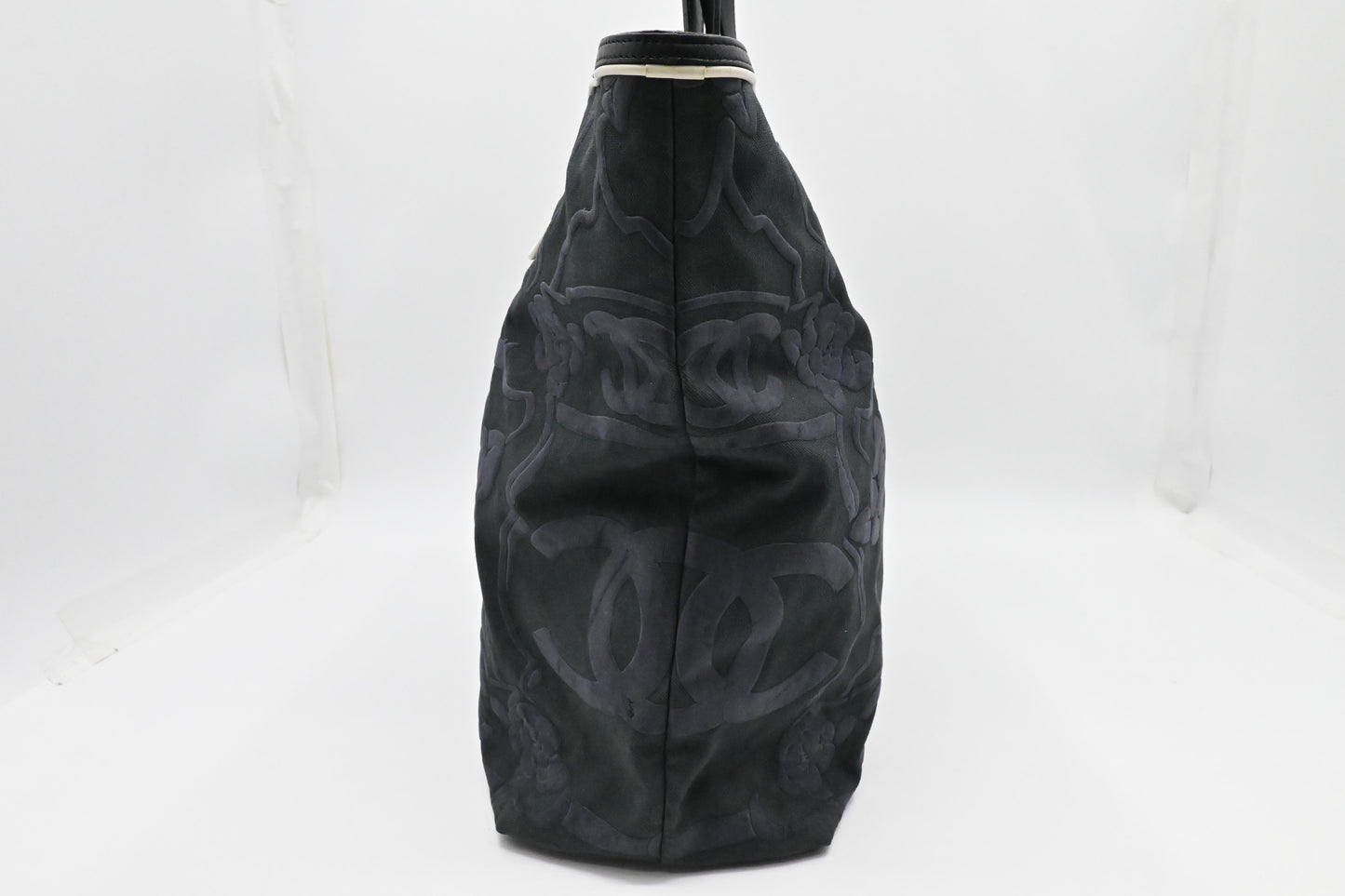 Chanel Camellia Tote in Black Canvas