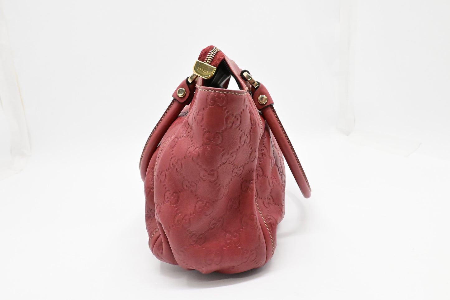 Gucci D-Ring Tote Shoulder Bag in Red Guccissima Leather