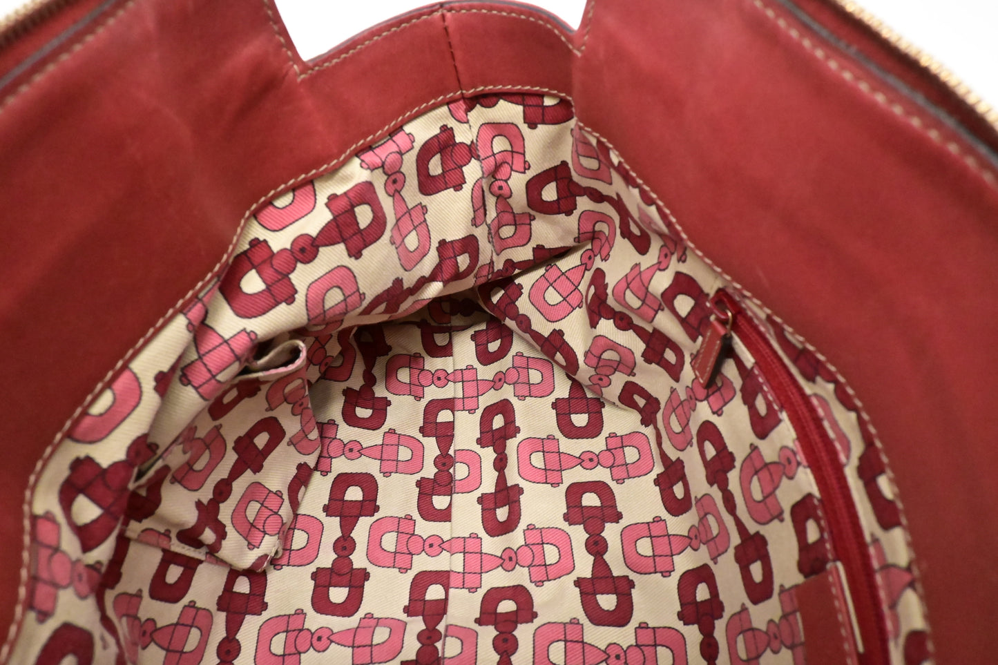 Gucci D-Ring Tote Shoulder Bag in Red Guccissima Leather