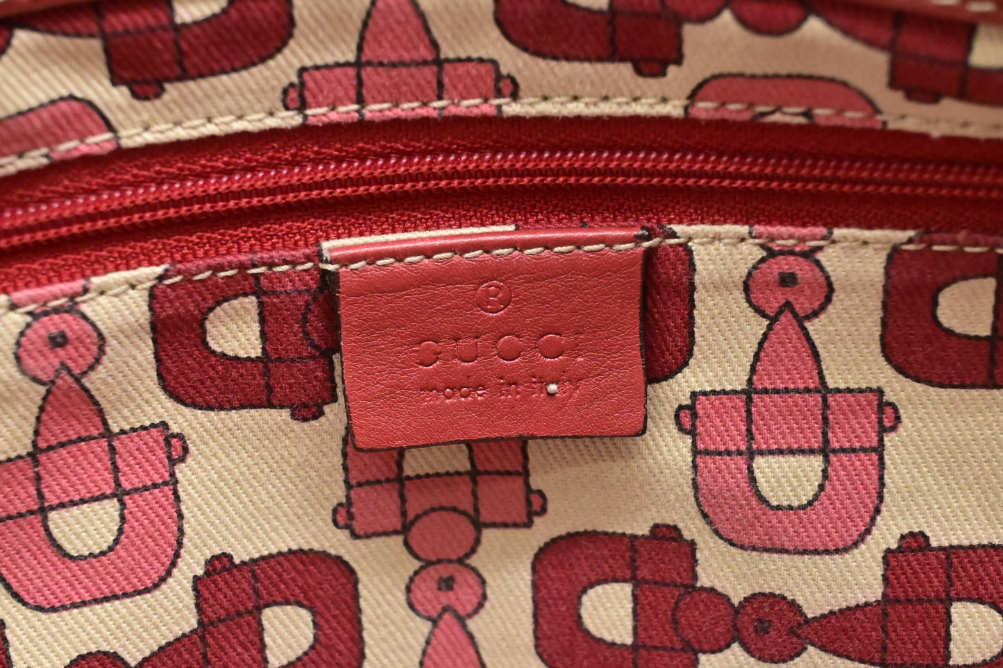 Gucci D-Ring Tote Shoulder Bag in Red Guccissima Leather