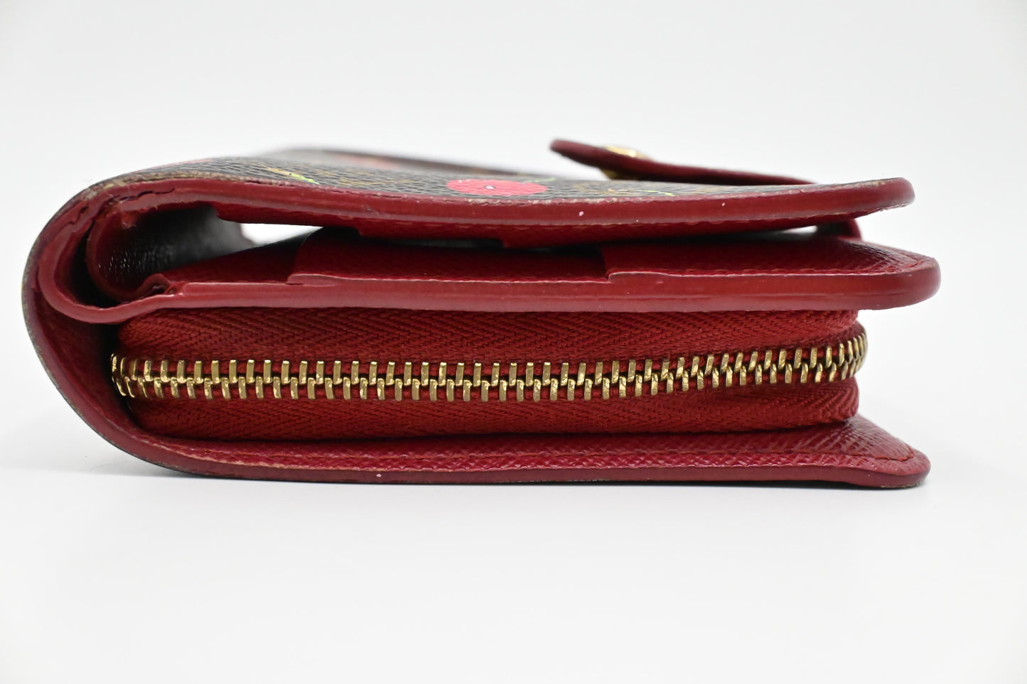 Louis Vuitton x Takashi Murakami Compact Zippy in Cherry Monogram Canvas