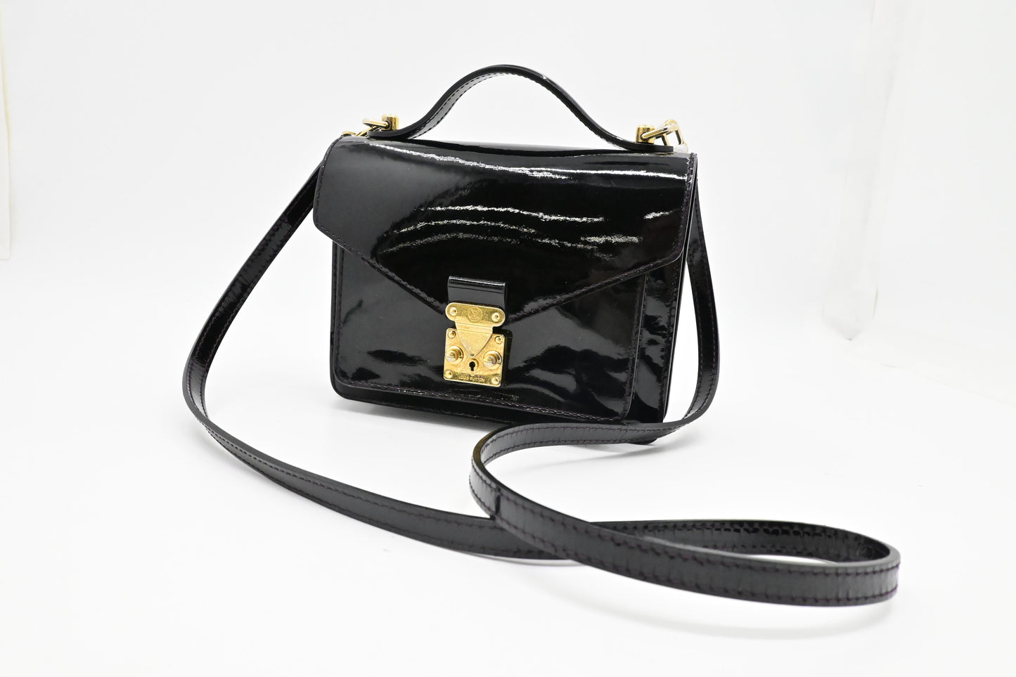 Louis Vuitton Monceau BB in Black Vernis Leather
