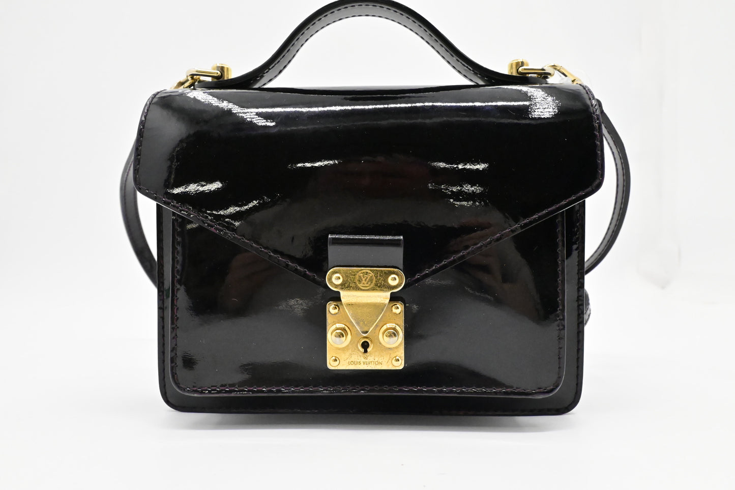 Louis Vuitton Monceau BB in Black Vernis Leather