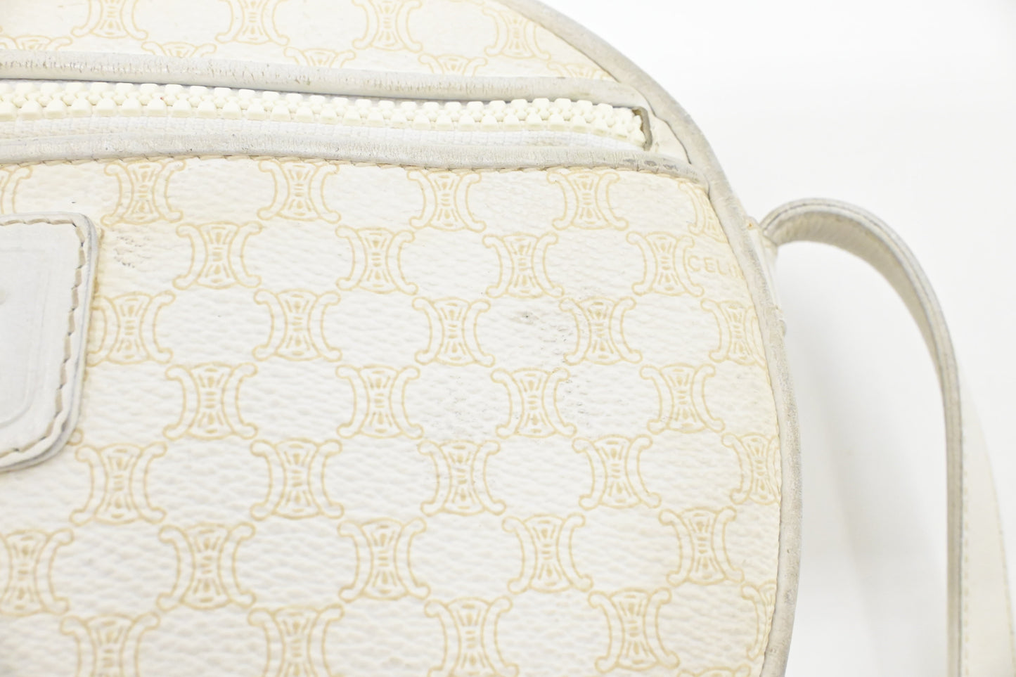Celine Crossbody in White Macadam Canvas