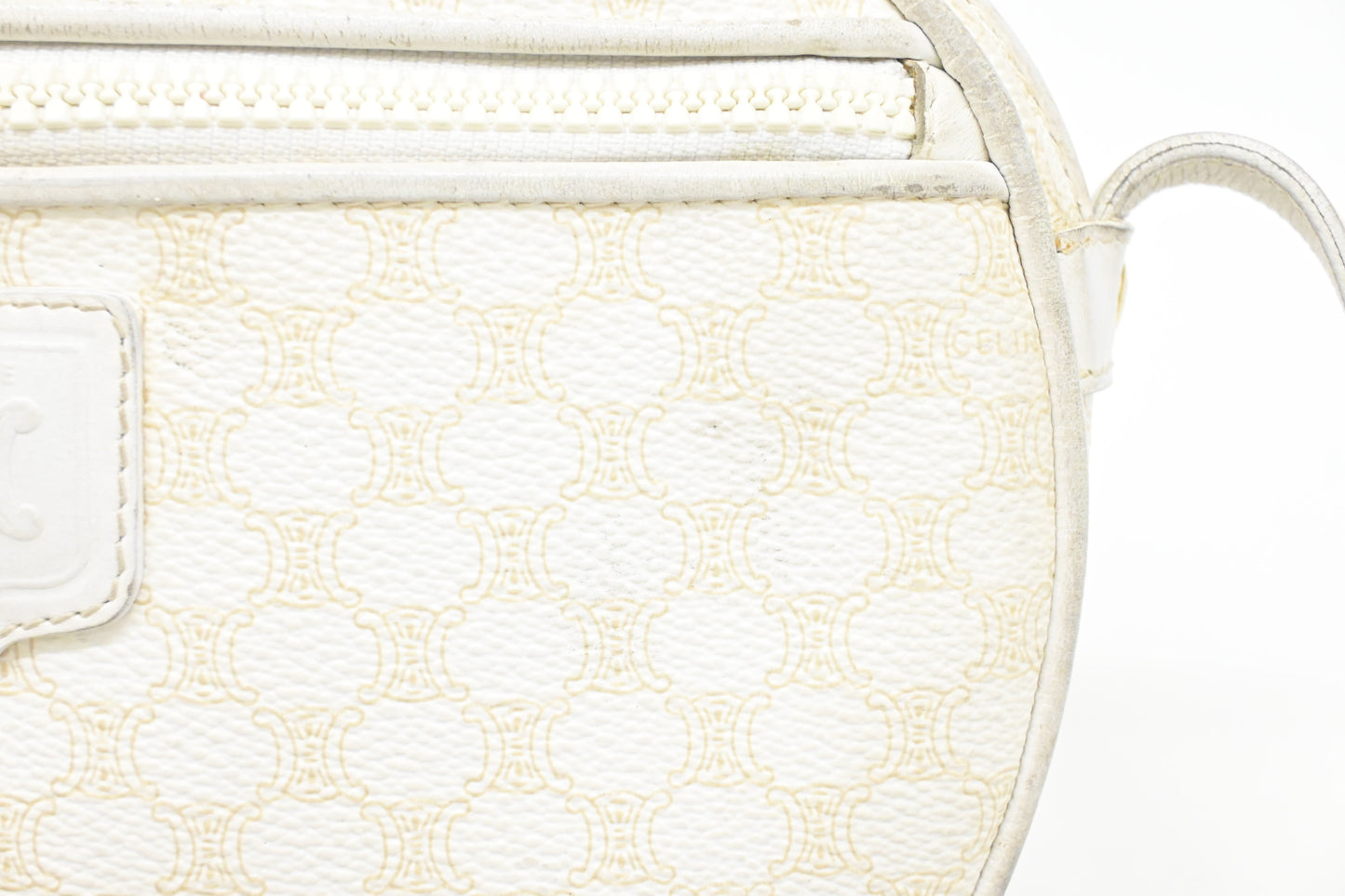 Celine Crossbody in White Macadam Canvas