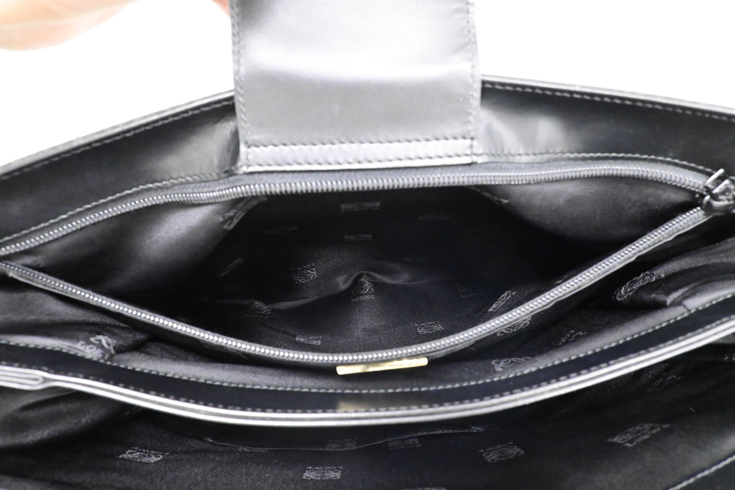 Loewe Anagram Tote in Black & Green Canvas