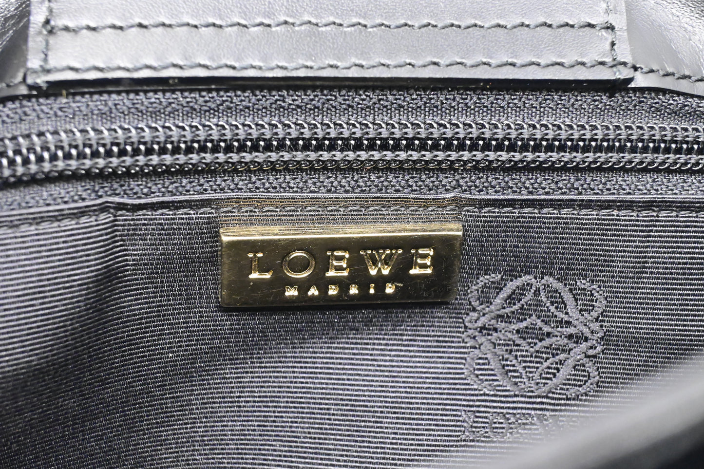 Loewe Anagram Tote in Black & Green Canvas