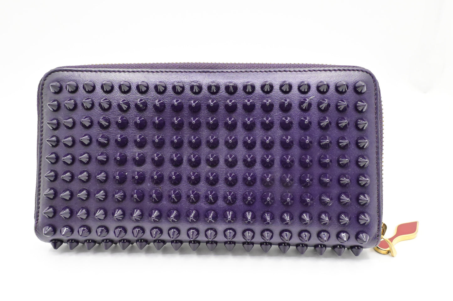 Louboutin Zippy Wallet in Spiked Purple Leather
