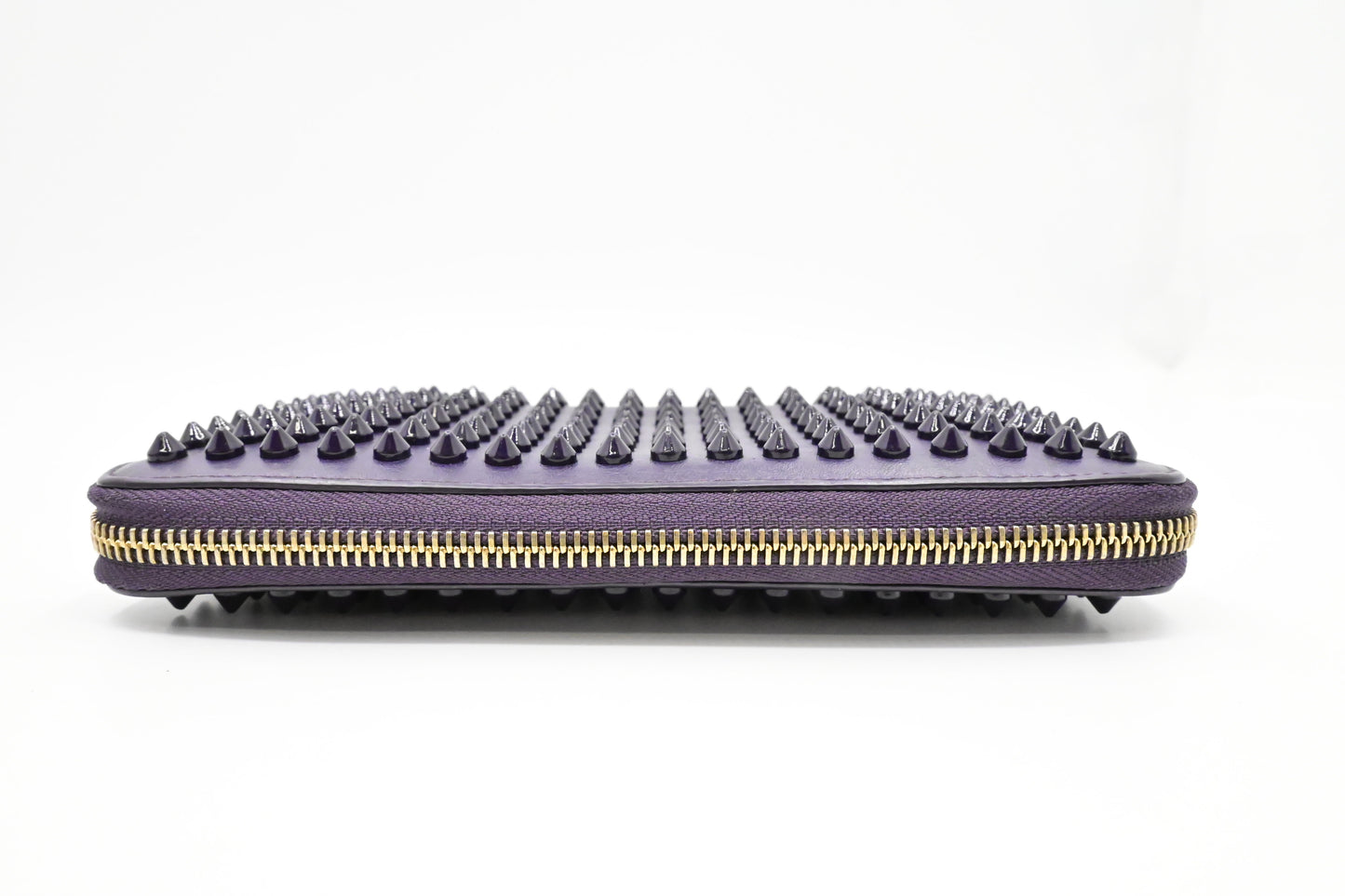 Louboutin Zippy Wallet in Spiked Purple Leather