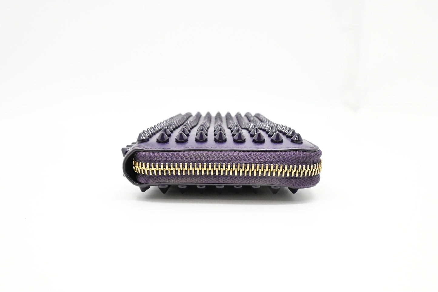 Louboutin Zippy Wallet in Spiked Purple Leather