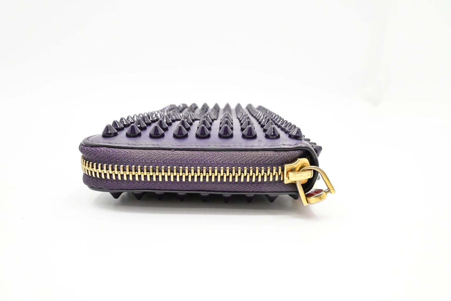Louboutin Zippy Wallet in Spiked Purple Leather