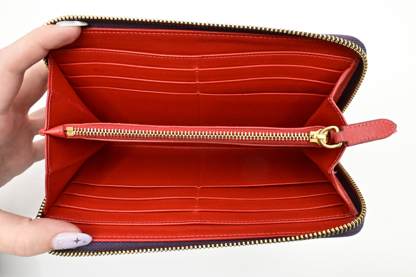 Louboutin Zippy Wallet in Spiked Purple Leather