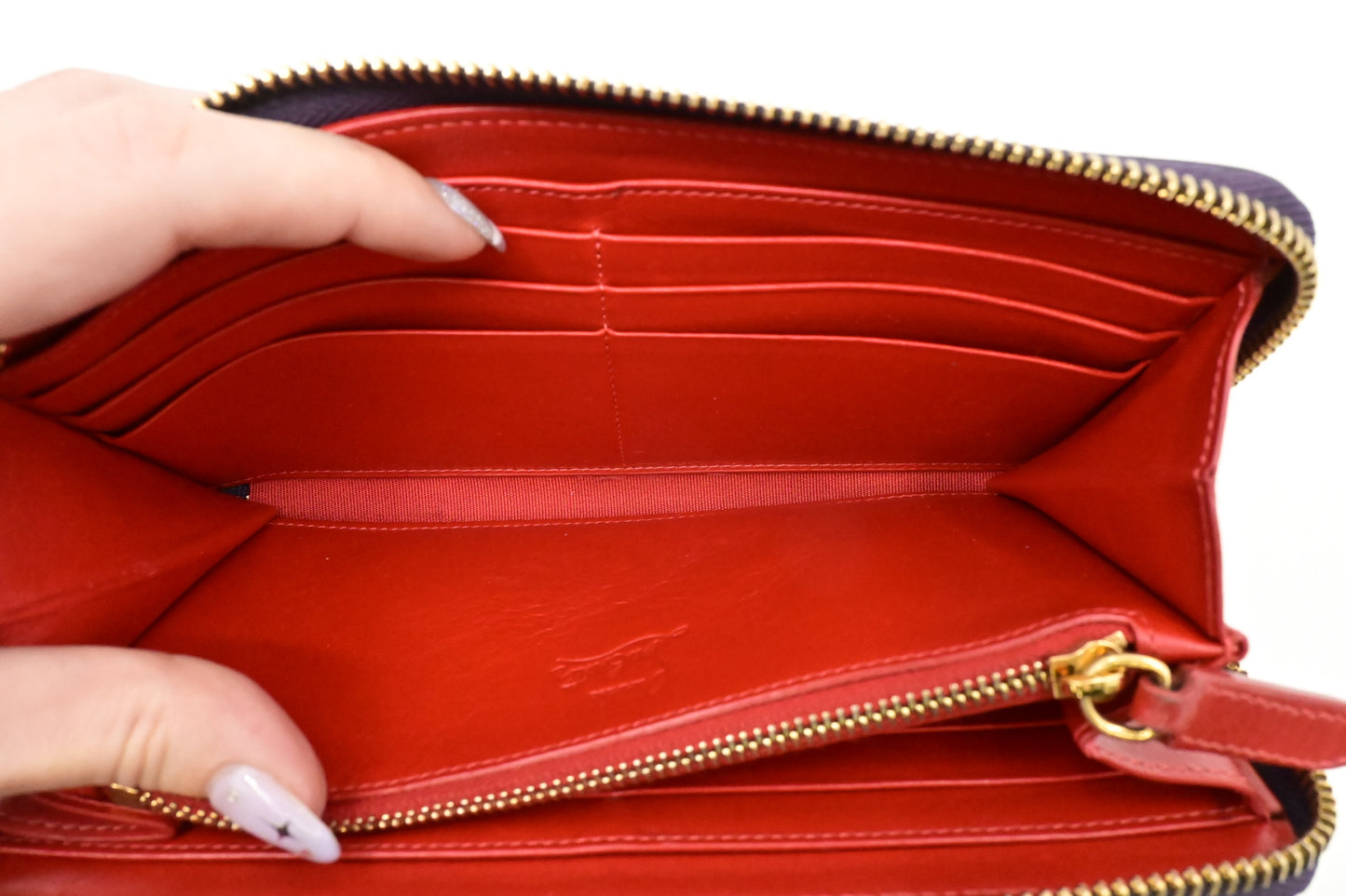 Louboutin Zippy Wallet in Spiked Purple Leather