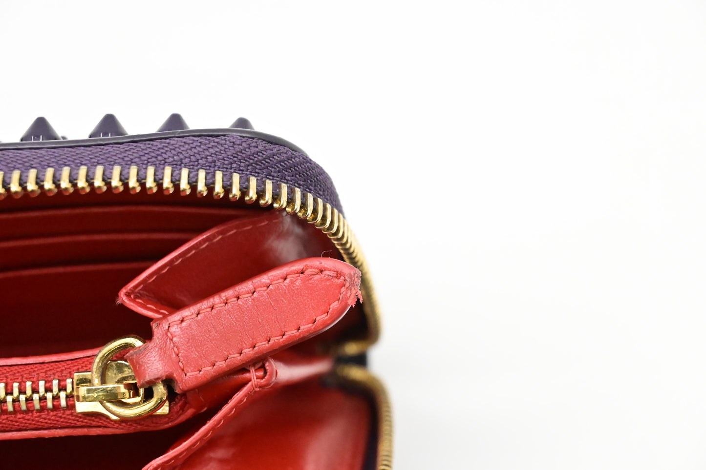 Louboutin Zippy Wallet in Spiked Purple Leather
