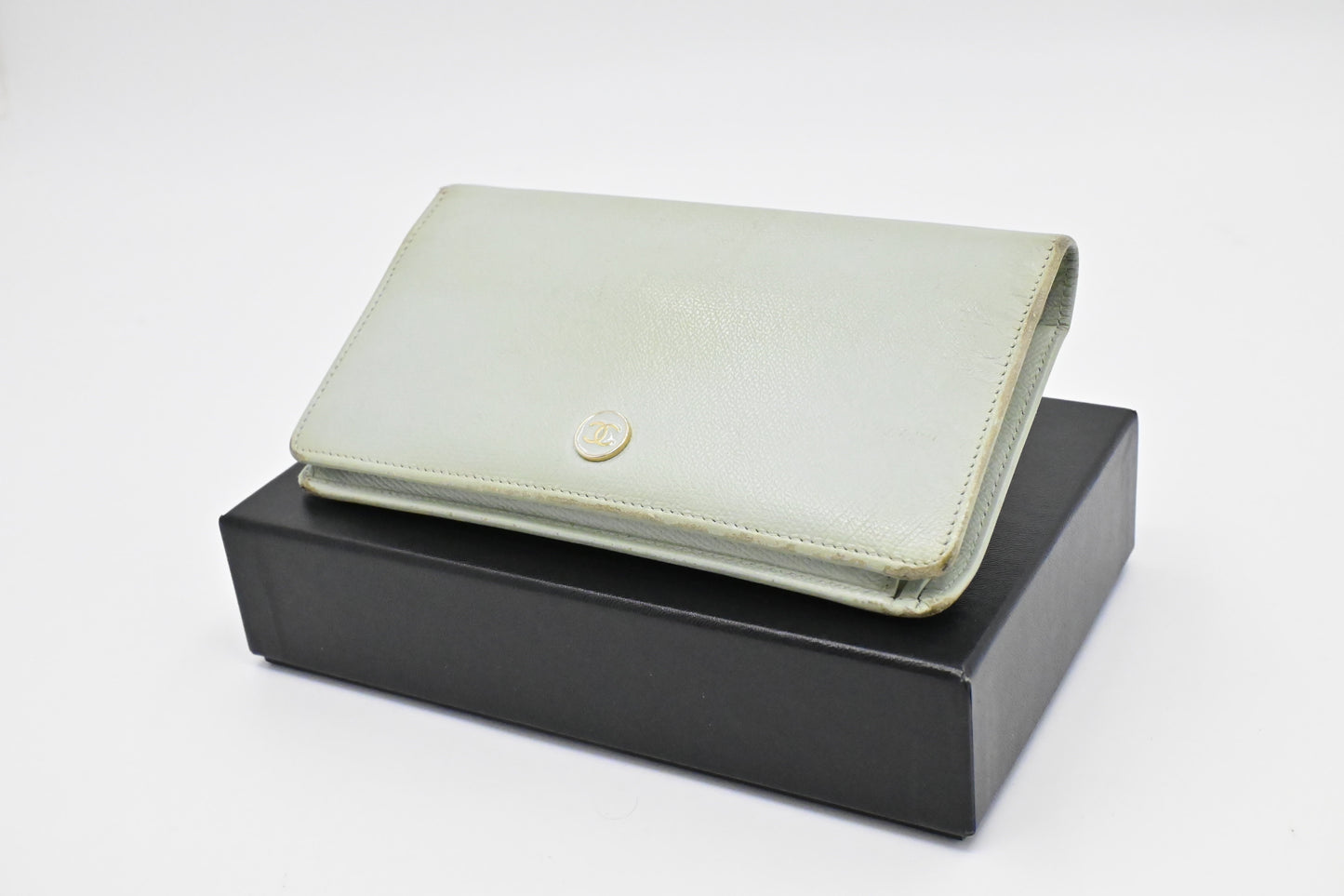 Chanel Bifold Long Wallet in Light Blue leather