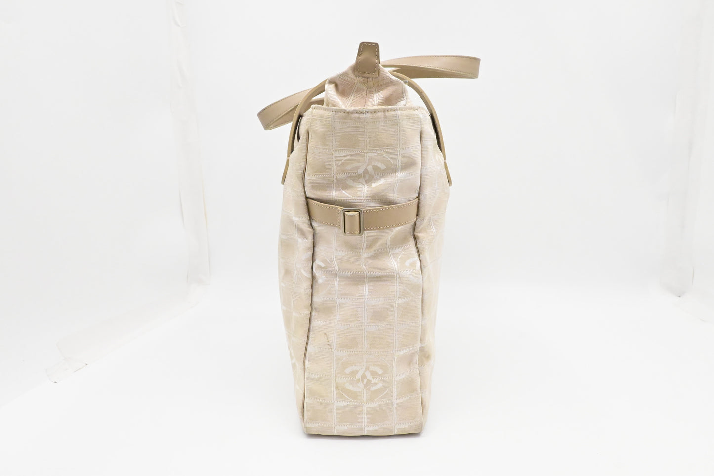 Chanel New Travel Line Zip Tote in Champagne Canvas
