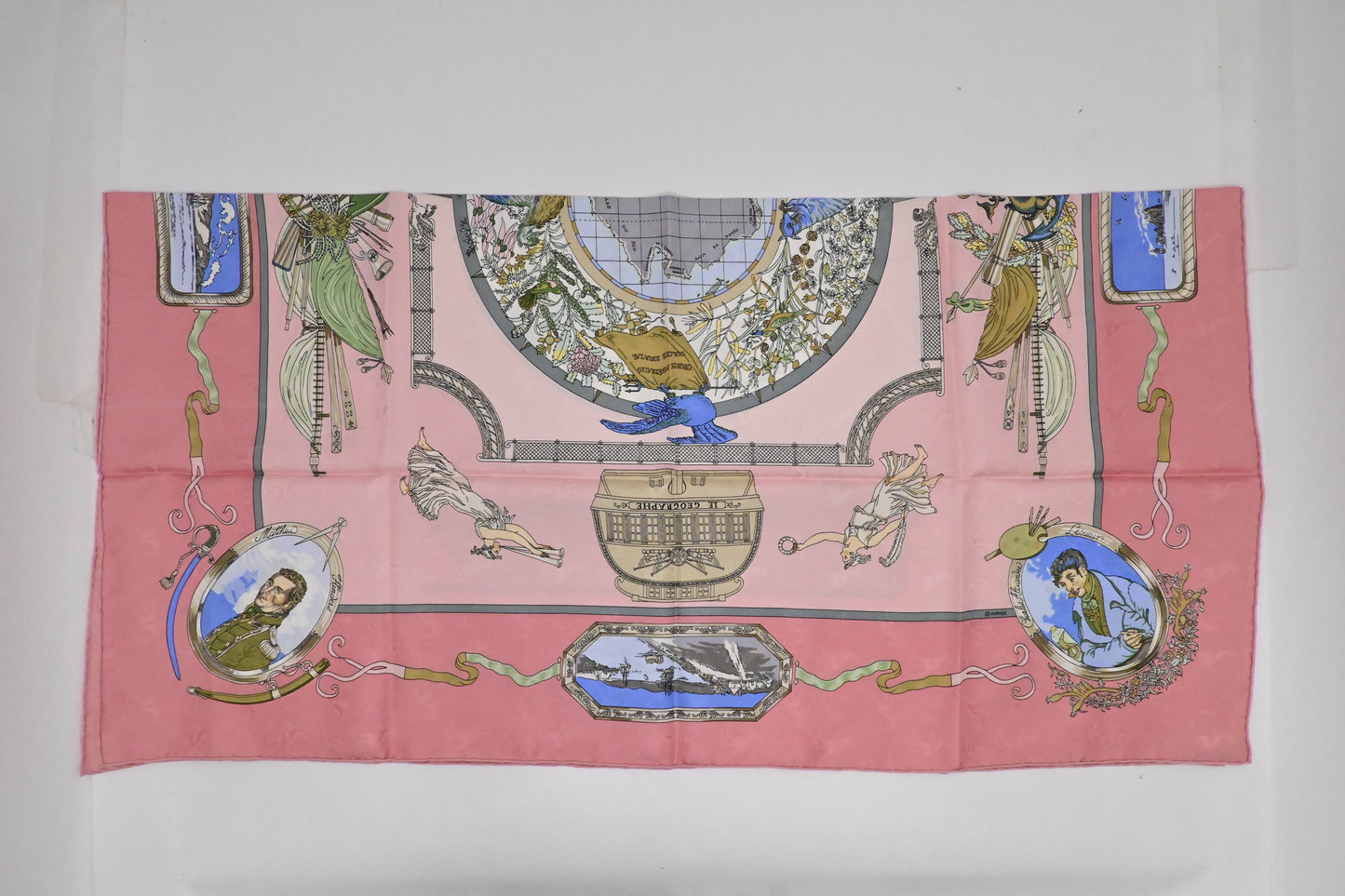 Hermes 'Le Geographe' Carre 90 in Pink Silk