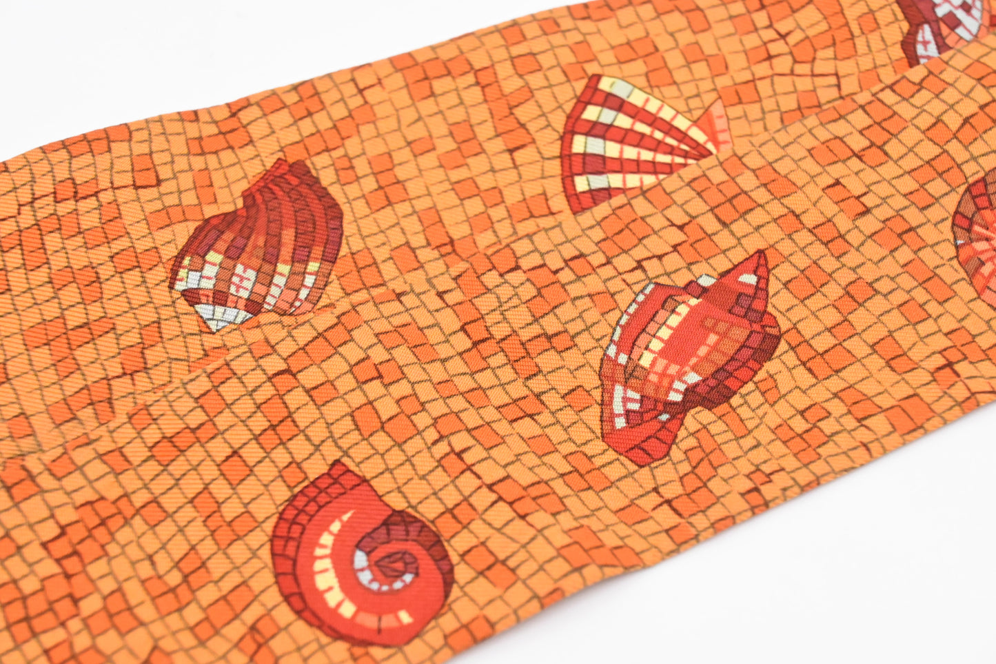 Hermes 'Mosaic Seashells' Twilly in Orange Silk