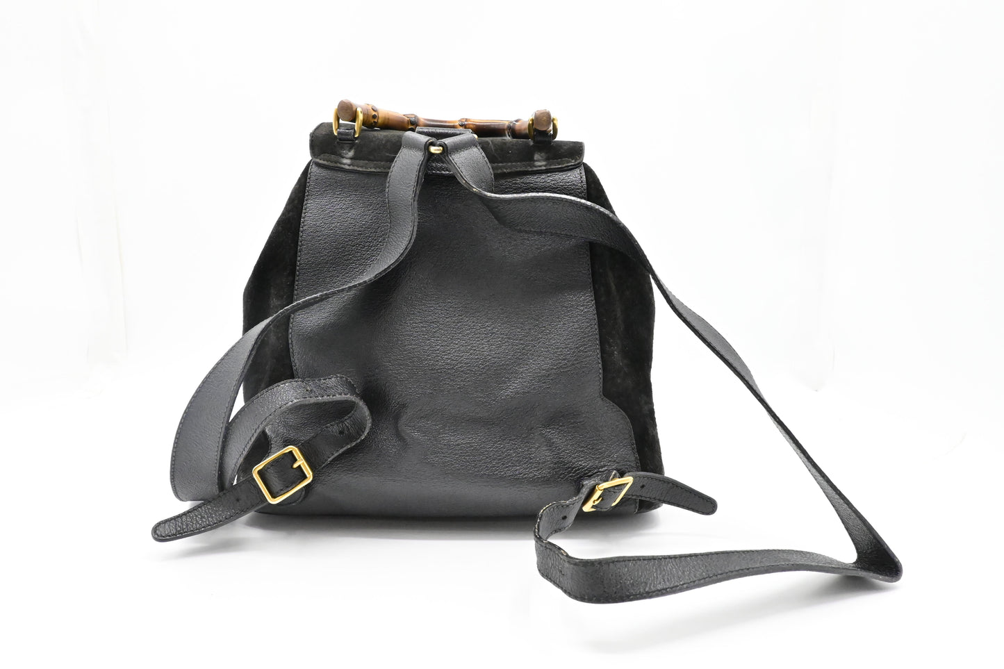 Gucci Bamboo Backpack in Black Suede