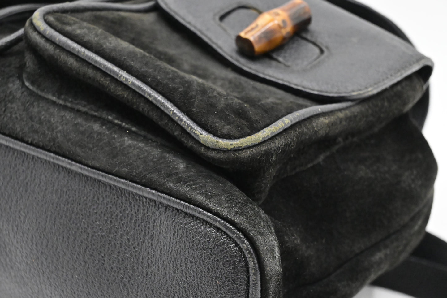 Gucci Bamboo Backpack in Black Suede