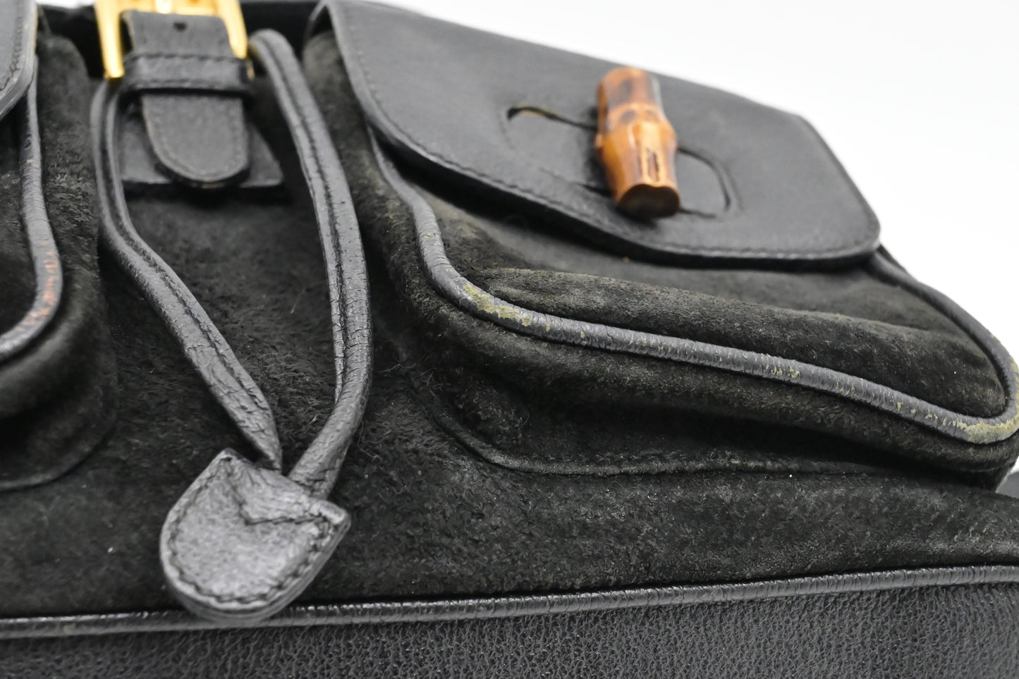 Gucci Bamboo Backpack in Black Suede