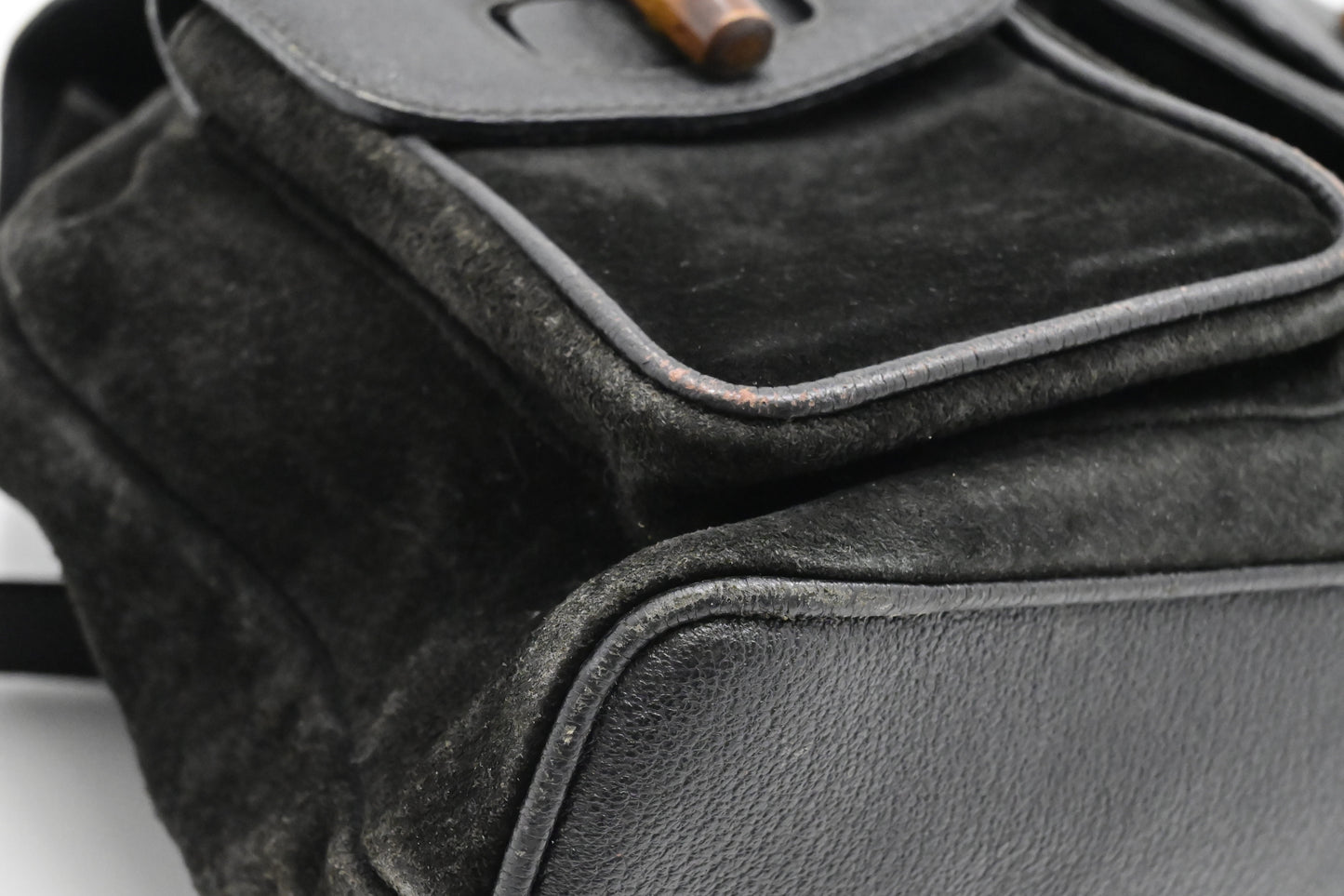 Gucci Bamboo Backpack in Black Suede