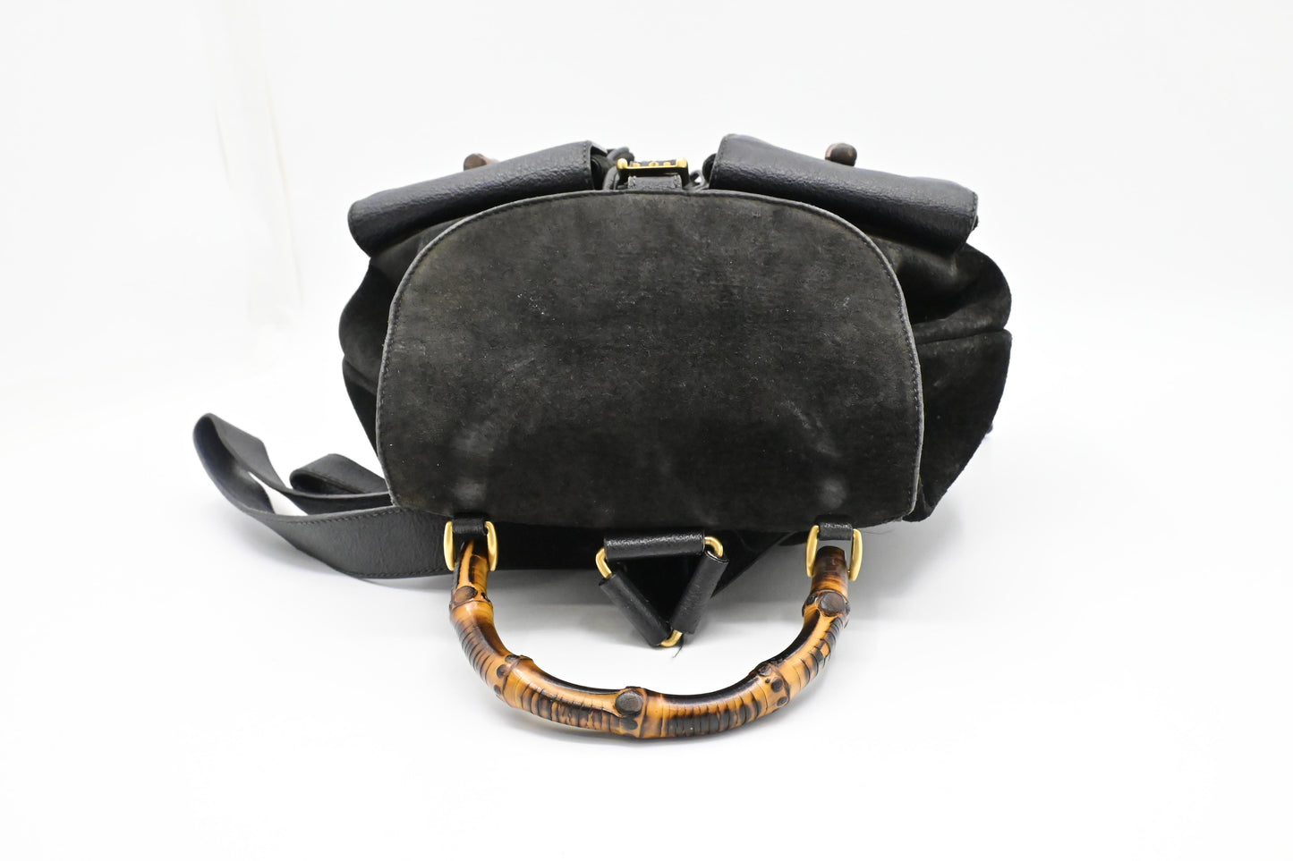 Gucci Bamboo Backpack in Black Suede