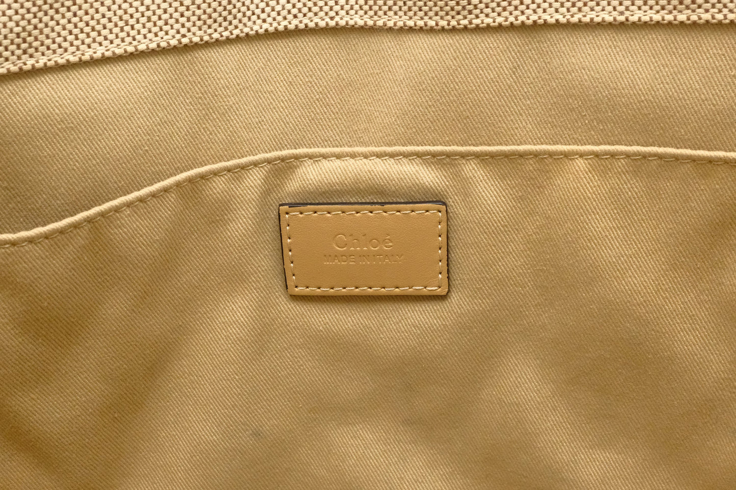 Chloe Woody Medium Tote in Beige Canvas